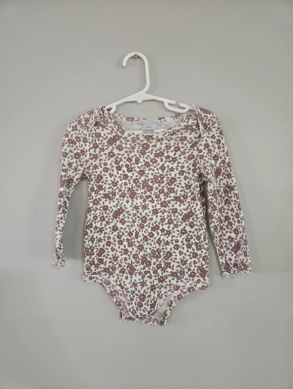 Nicole Miller New York Baby Girls Floral Ribbed Bodysuit 24M